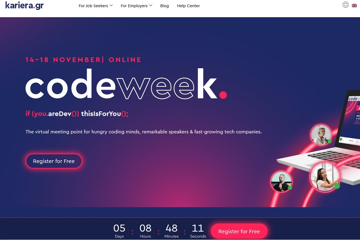 Το codeweek του kariera.gr έρχεται 14 - 18 Νοεμβρίου