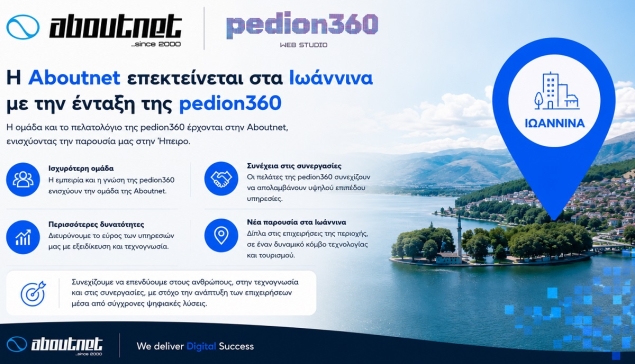 Στα Ιωάννινα επεκτείνεται η Aboutnet με την ένταξη της pedion360